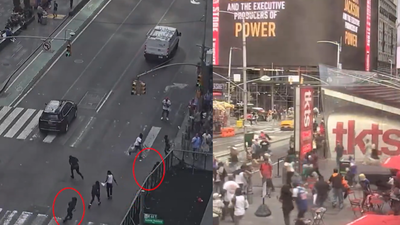 Watch: Crowds scatter as shots ring out in New York’s Times Square