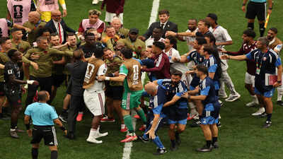 Watch: Ugly scene after final whistle as Canada and Qatar players clash on field at FIFA World Cup 2026 | Football News