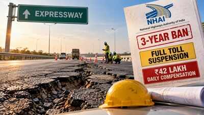Expressway develops major defects weeks after opening; NHAI imposes maximum 3-year ban on concessionaire, first-ever full toll suspension and Rs 42 lakh daily compensation