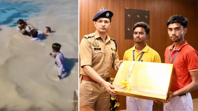When UP Class 10 students Krishna Gupta & Saddam Hussain saw a woman drowning; what they did next made them heroes – Watch